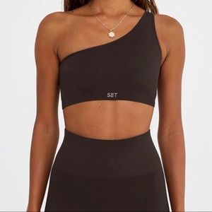 SETactive sculptflex ribbed one shoulder bra - Expresso